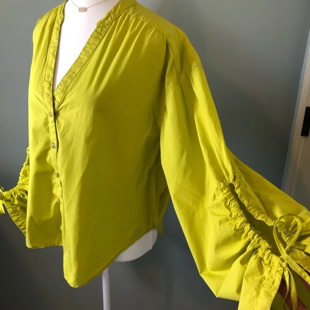 Anthropologie Pilcro Poet Sleeve Gathered Long Sleeve 100% Cotton Blouse. Medium - Picture 6 of 17